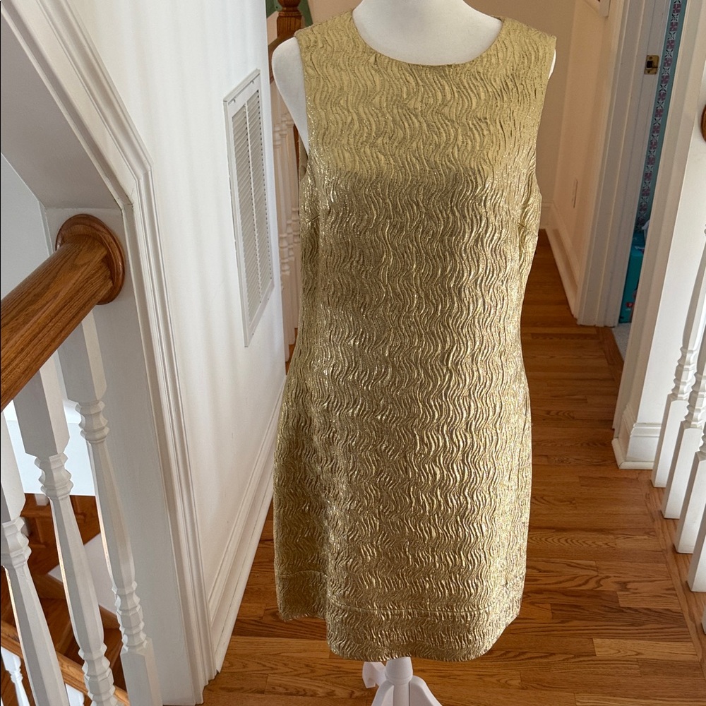 Shoshanna Gold Lamé Shift Dress- VERY Jackie O